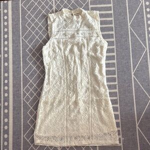 Hollister White Sleeveless Sheath Dress with Mock Neck